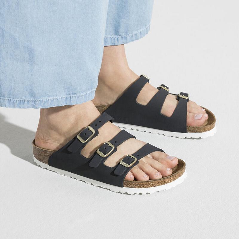 Birkenstock Fresh Soft Footbed Midnight Nubuck Læder Florida Dame Sort | DK 455MQZ